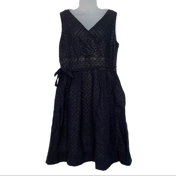 Talbots Dresses & Skirts - Talbots Black Crochet Dress V Neck Tie Lined